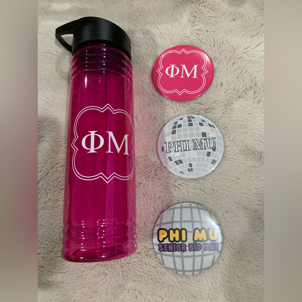 Phi Mu Water Bottle / Pins